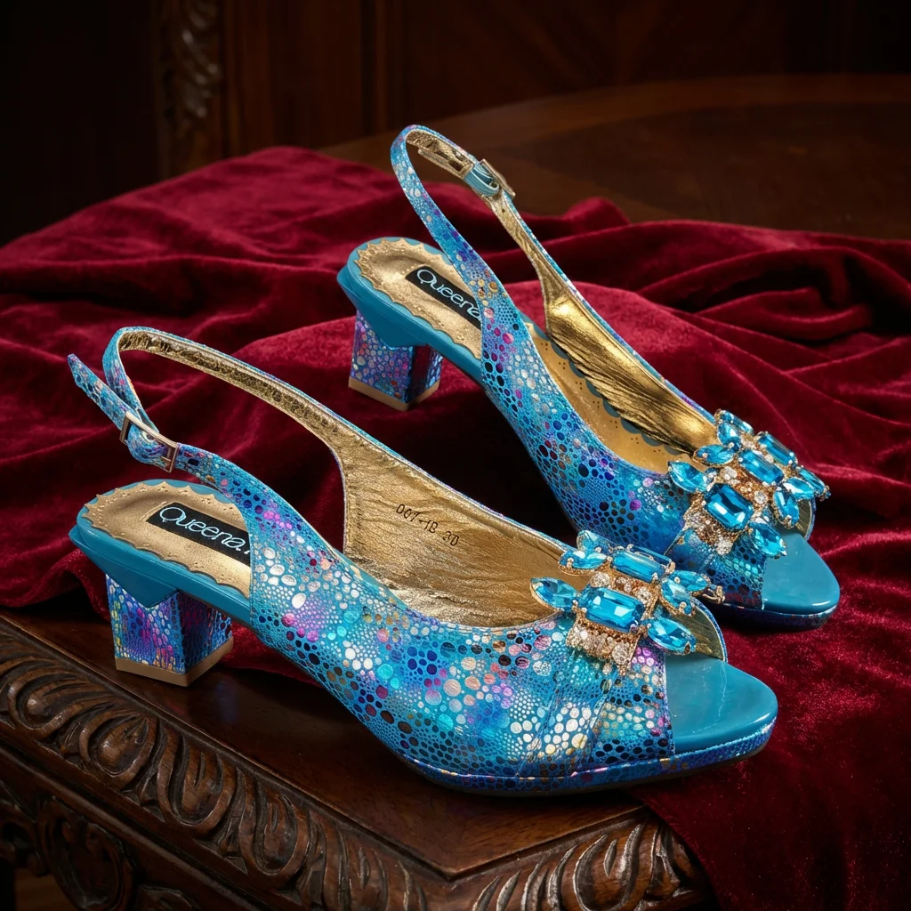 2026 New Elegant Rhinestone Peep Toe Women High Heels Sandals Italian Design with Coordinating Green Handbag Party Shoes and Bag