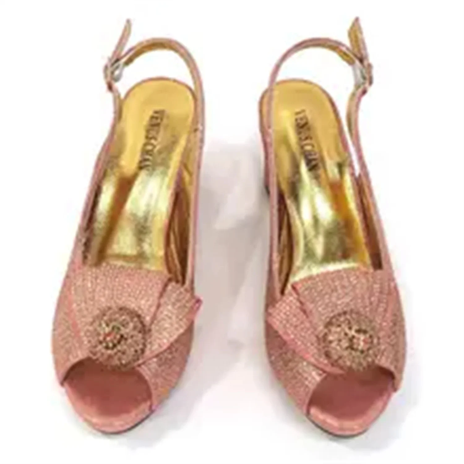 2026 New Nigerian Bigger Size Women Heel Party Shoes and Bag Set Orange Colour Rhinestone Handbag Italian Design Wedding
