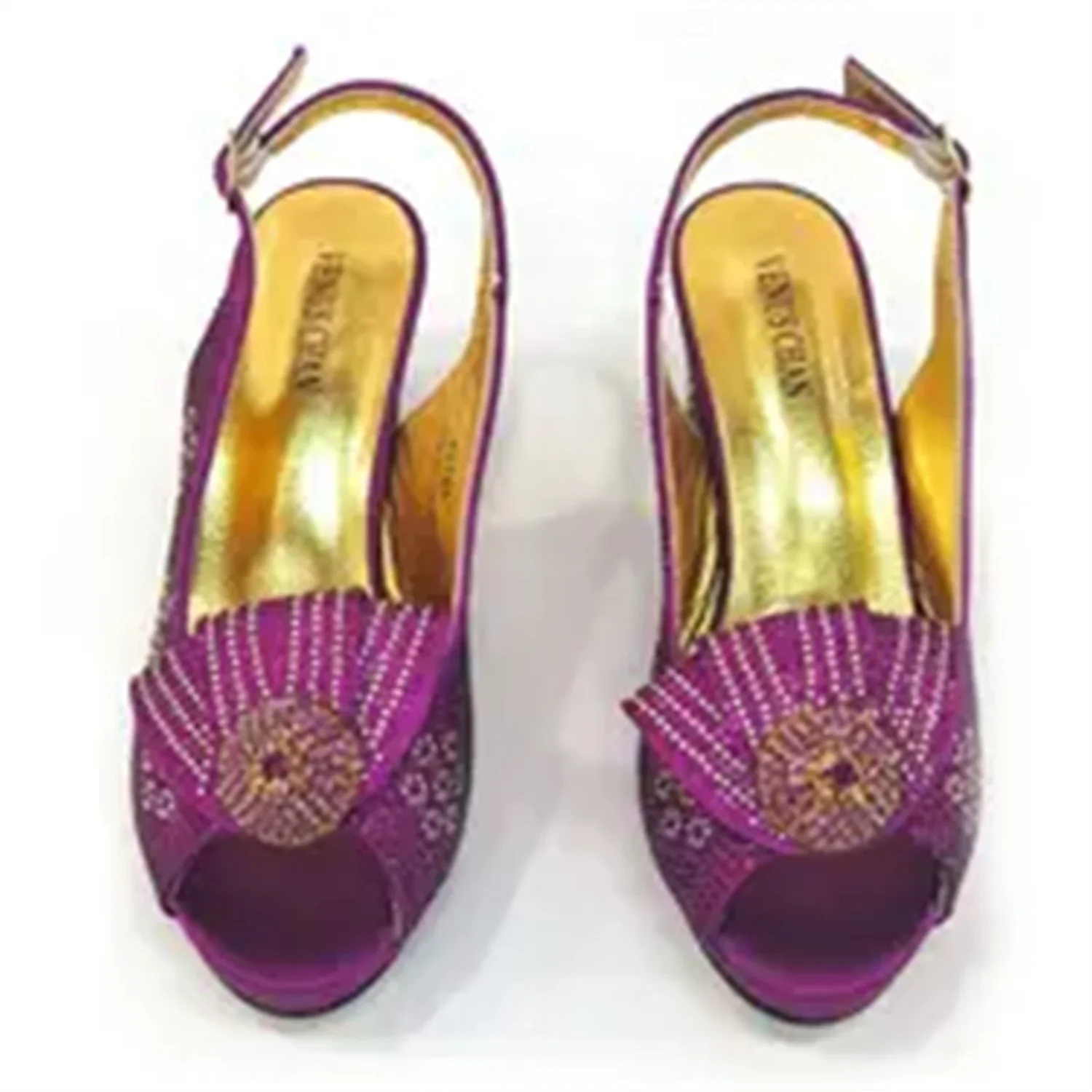 2026 New Nigerian Bigger Size Women Heel Party Shoes and Bag Set Orange Colour Rhinestone Handbag Italian Design Wedding