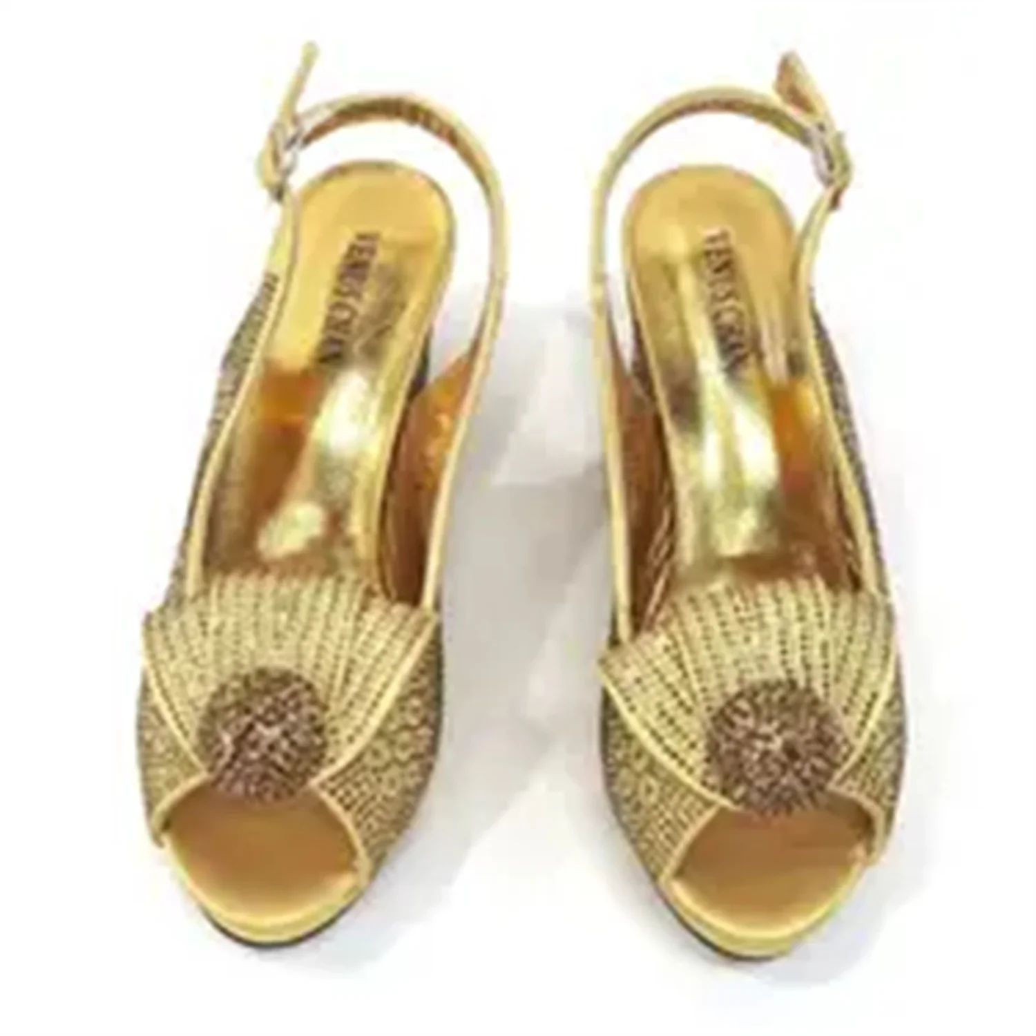 2026 New Nigerian Bigger Size Women Heel Party Shoes and Bag Set Orange Colour Rhinestone Handbag Italian Design Wedding