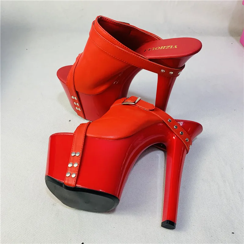 Women's Platform Shoes 17cm Ultra High Heels Slippers Shoes 7 Inch Hand Made High Heel Shoes White