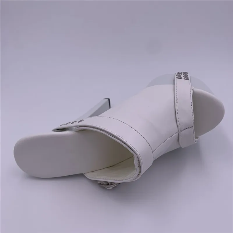 Women's Platform Shoes 17cm Ultra High Heels Slippers Shoes 7 Inch Hand Made High Heel Shoes White