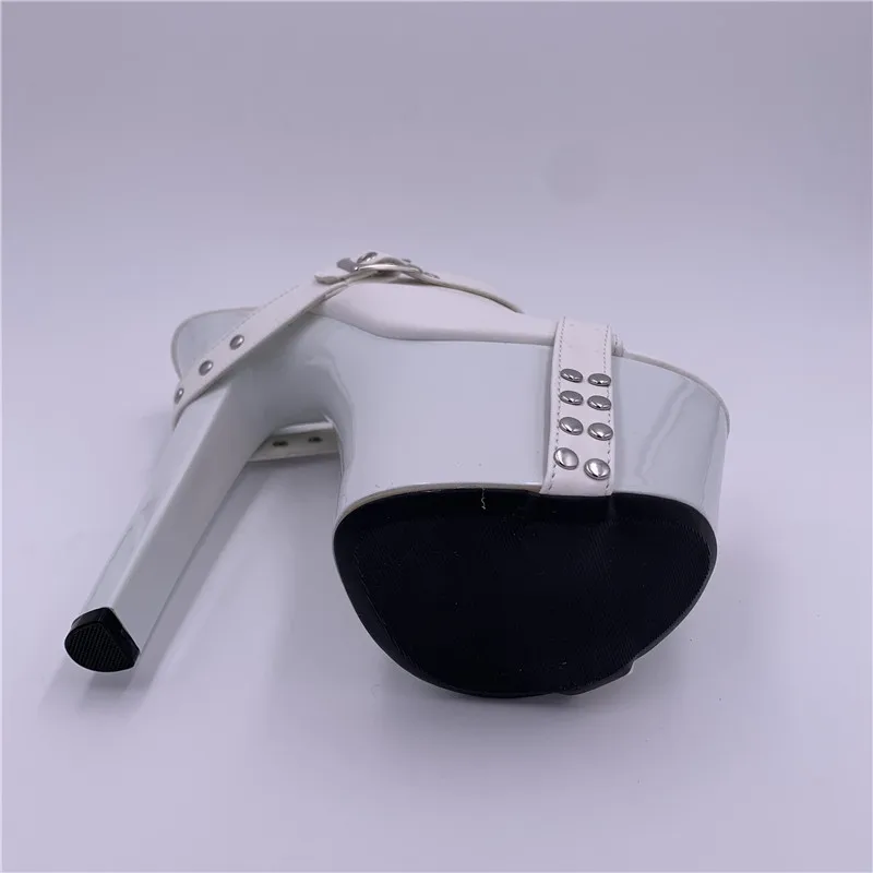 Women's Platform Shoes 17cm Ultra High Heels Slippers Shoes 7 Inch Hand Made High Heel Shoes White