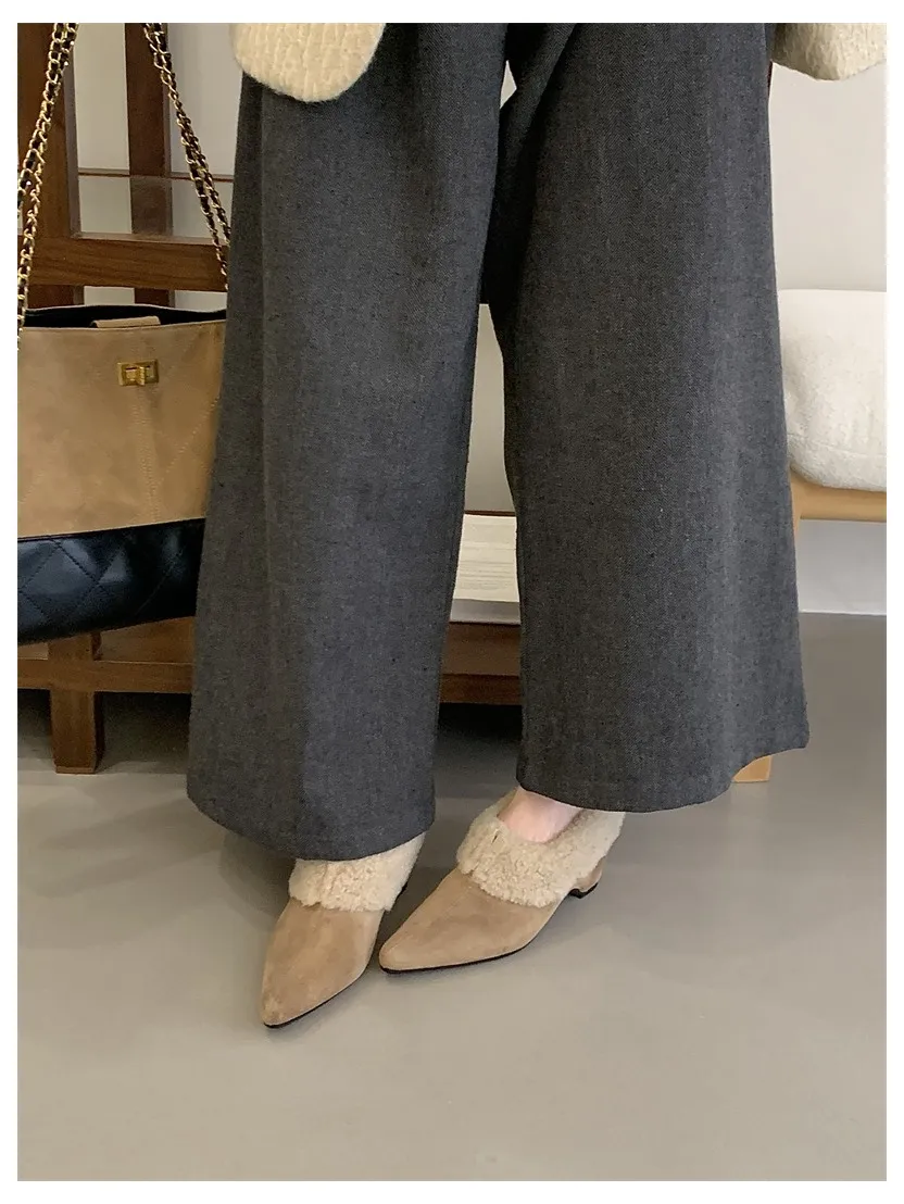 Elegant Women Pumps Thick Low Heel 2026 Winter Warm Fur Shoes New Fashion Ladies Shoes For Party Dress Pumps Pointed To Footwear