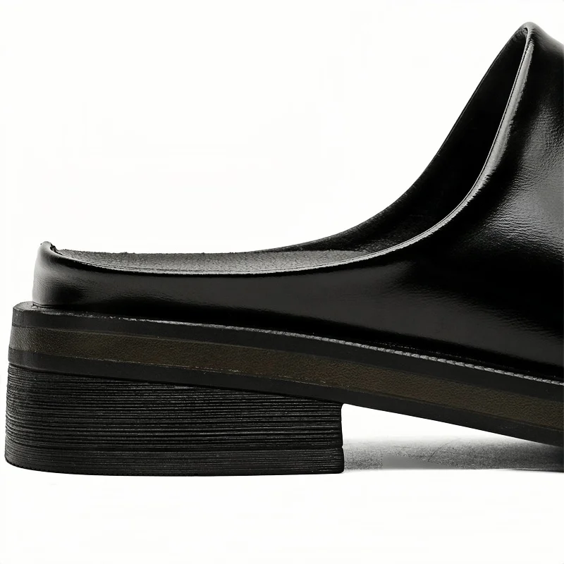 Loafers Height 5cm Leather Slippers Men's Summer Slip-on Shoes Business Casual Plus Size 38-46