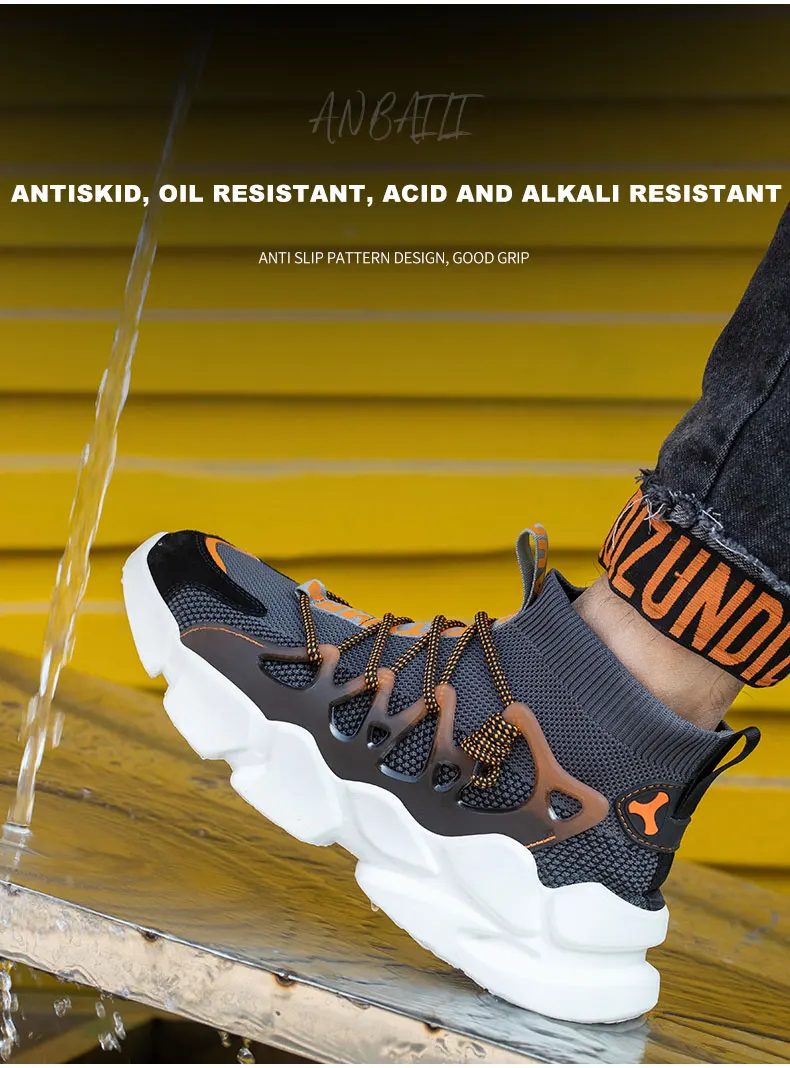 Indestructible Men Safety Shoes Anti-smash Men Shoes Working Sneakers Anti-Puncture Work Boots Safety Composite Toe Men Boots