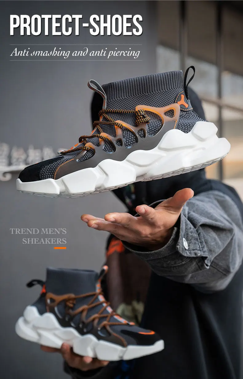 Indestructible Men Safety Shoes Anti-smash Men Shoes Working Sneakers Anti-Puncture Work Boots Safety Composite Toe Men Boots