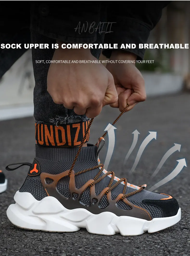 Indestructible Men Safety Shoes Anti-smash Men Shoes Working Sneakers Anti-Puncture Work Boots Safety Composite Toe Men Boots