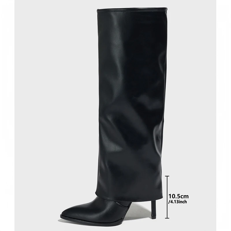 Eilyken Autumn Winter Pointed Toe Woman Knee-High Boots Designer Splicing Thin High Heels Stripper Party Shoes