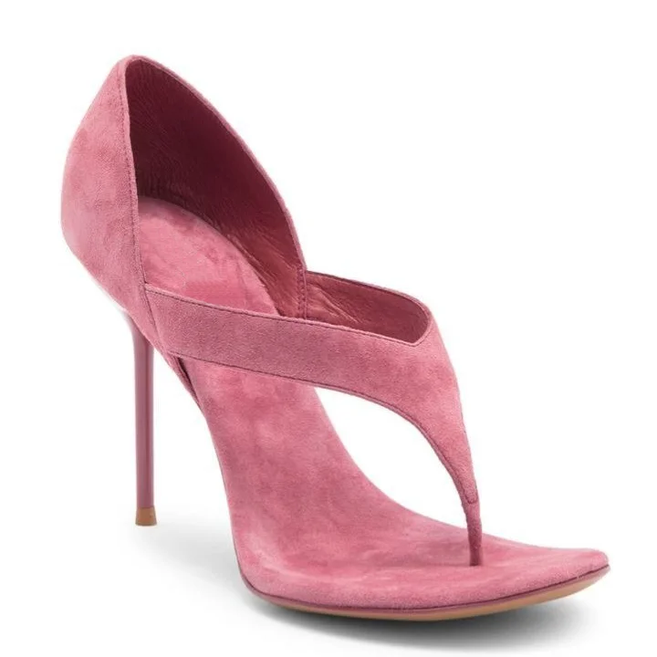 Shiny Patent Leather Cover Heels Flip Toe Sandals Sexy Pointed Toe Thin Heel Suede Custaomized New Arrivals Fashion Women Modern