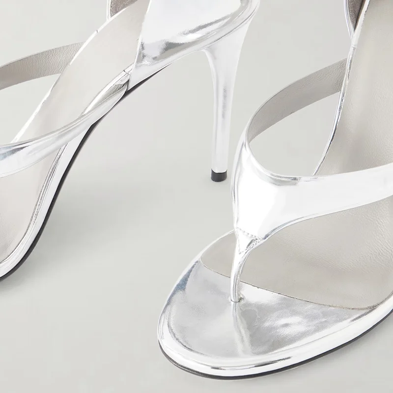 Shiny Patent Leather Cover Heels Flip Toe Sandals Sexy Pointed Toe Thin Heel Suede Custaomized New Arrivals Fashion Women Modern