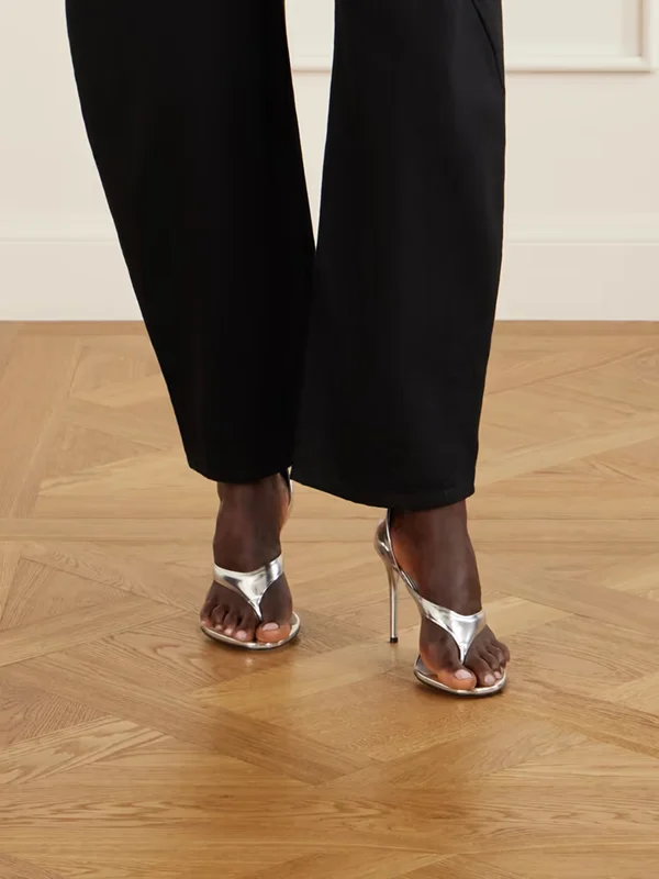 Shiny Patent Leather Cover Heels Flip Toe Sandals Sexy Pointed Toe Thin Heel Suede Custaomized New Arrivals Fashion Women Modern