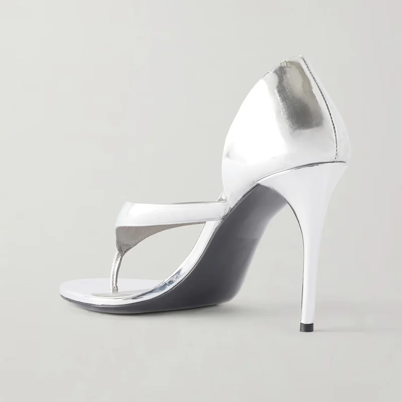 Shiny Patent Leather Cover Heels Flip Toe Sandals Sexy Pointed Toe Thin Heel Suede Custaomized New Arrivals Fashion Women Modern