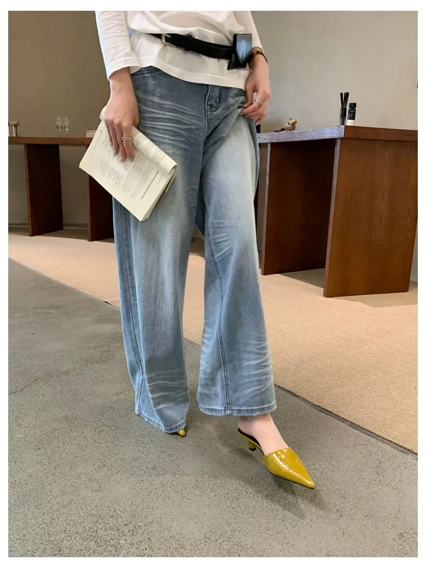 2026 Woman Slippers Pointed Toe Outside Dress Sandals Slides Mules Low Heel Shoes For Women Comfortable Luxury Korea Style Pumps