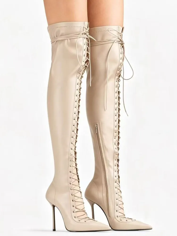2026Women's New Autumn and Winter Slim Fit High Heels, Oversized Boots, Women's Pointed Elastic Slim Fit Leg Boots, Long Boots