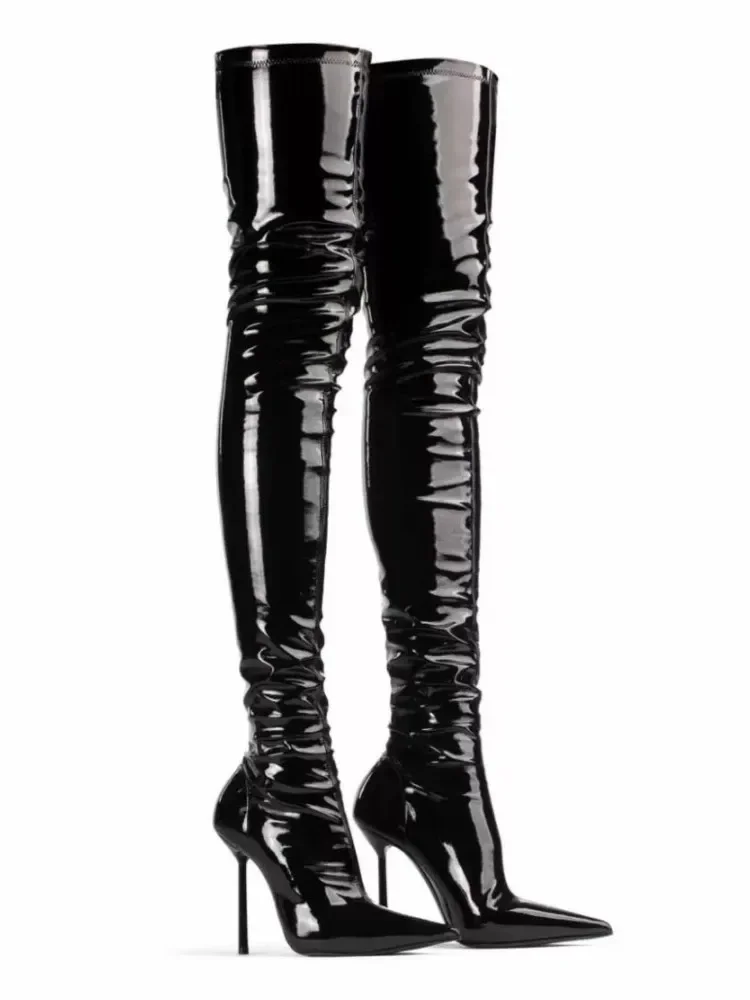 2026Women's New Autumn and Winter Slim Fit High Heels, Oversized Boots, Women's Pointed Elastic Slim Fit Leg Boots, Long Boots