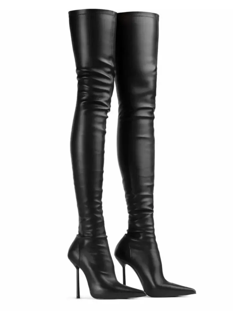 2026Women's New Autumn and Winter Slim Fit High Heels, Oversized Boots, Women's Pointed Elastic Slim Fit Leg Boots, Long Boots