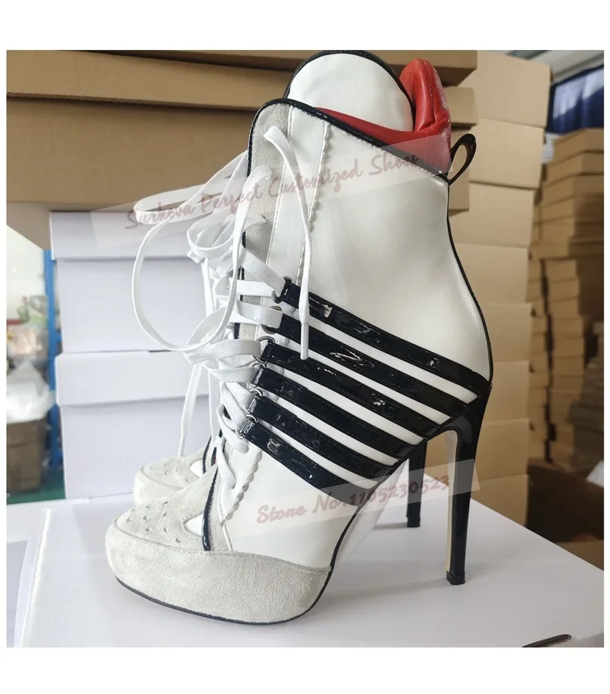 Burgundy Nude Matte Platform Ankle Boots Stiletto Heels Pointed Toe Short Booties Zipped Outside Motorcycle Boots Elegant Shoes