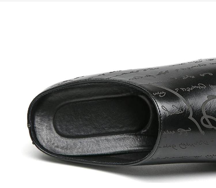 Summer New British Style Men Mules Slipper Ceremonial heightening Shoes Hombre Daily Dress Casual Pointed Designer Leather Shoes