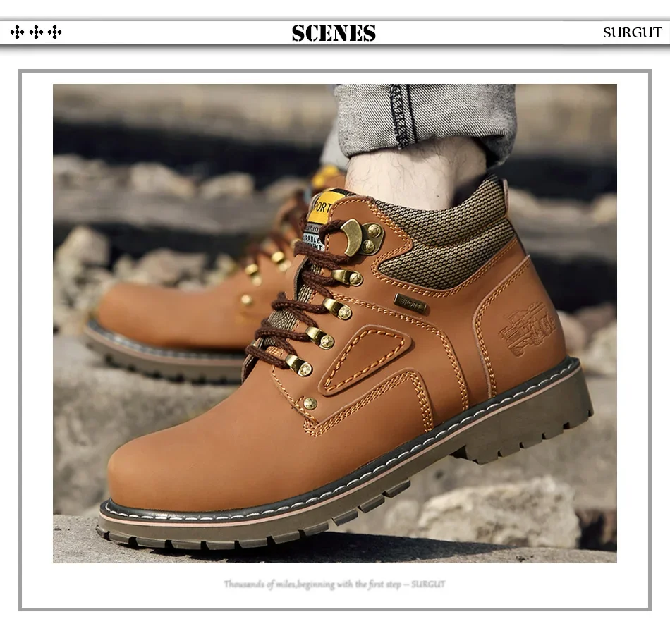 Hiking Shoes Men Waterproof Hunting Boots Tactical Desert Combat Ankle Boots Trekking Shoes Women Work Leather Walking Sneakers