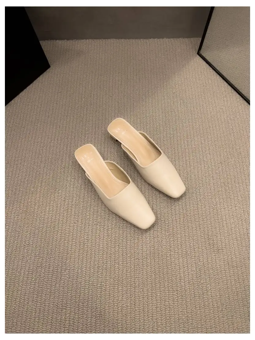 Fashion Zebra Zebra Pattern Mule Shoes Women Low Heels Square Toe Slides Outdoor Slippers New Spring Casual Flat Shoes Chaussure