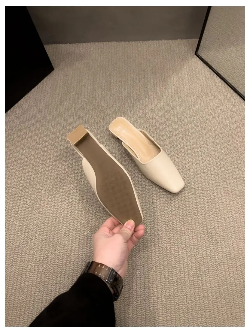 Fashion Zebra Zebra Pattern Mule Shoes Women Low Heels Square Toe Slides Outdoor Slippers New Spring Casual Flat Shoes Chaussure