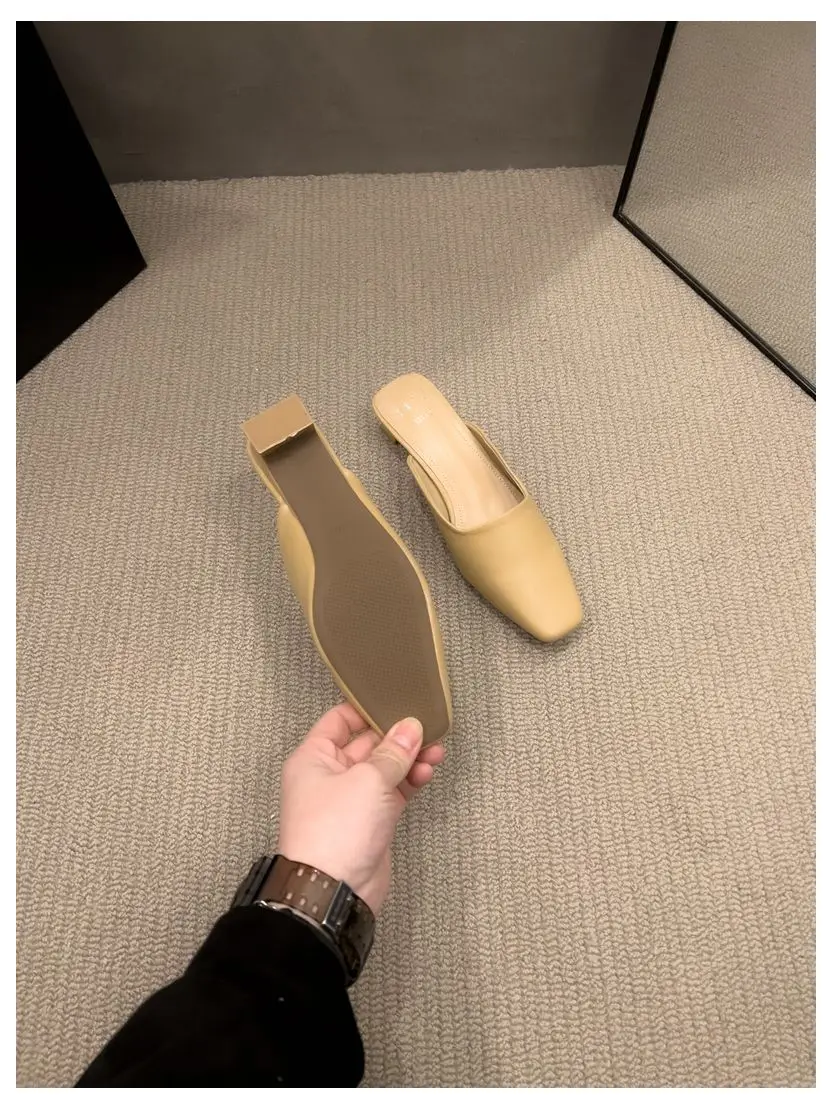 Fashion Zebra Zebra Pattern Mule Shoes Women Low Heels Square Toe Slides Outdoor Slippers New Spring Casual Flat Shoes Chaussure