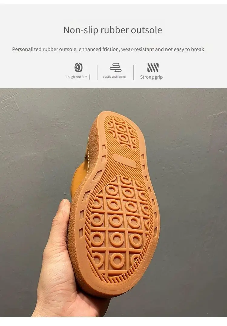 2025 New Men's Fleece Lined High Top Shoes, Retro Leather Work Boots with Chunky Sole, All-Day Comfort Winter Casual Sneakers
