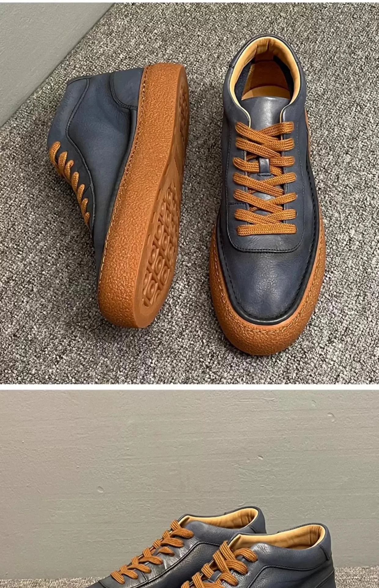 2025 New Men's Fleece Lined High Top Shoes, Retro Leather Work Boots with Chunky Sole, All-Day Comfort Winter Casual Sneakers