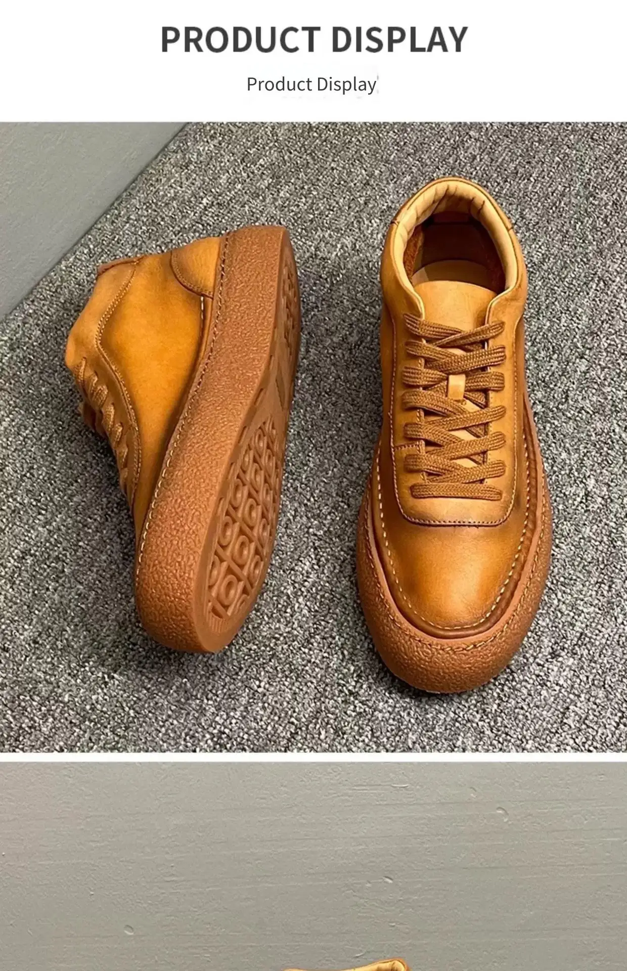 2025 New Men's Fleece Lined High Top Shoes, Retro Leather Work Boots with Chunky Sole, All-Day Comfort Winter Casual Sneakers
