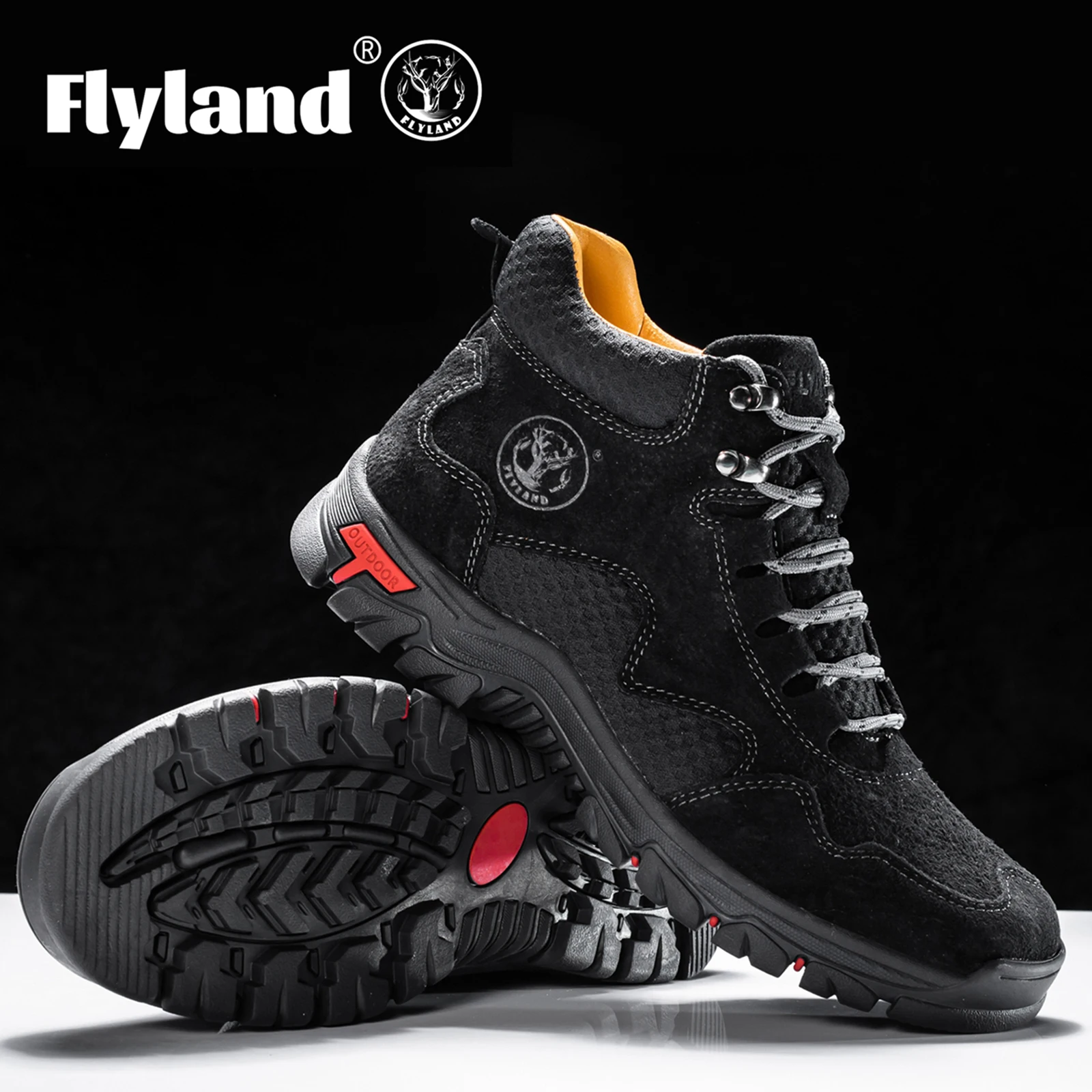 FLYLAND Men's Classic Retro Soft Skin Friendly Genuine Leather Business Ankle Boots Handmade Casual Boots
