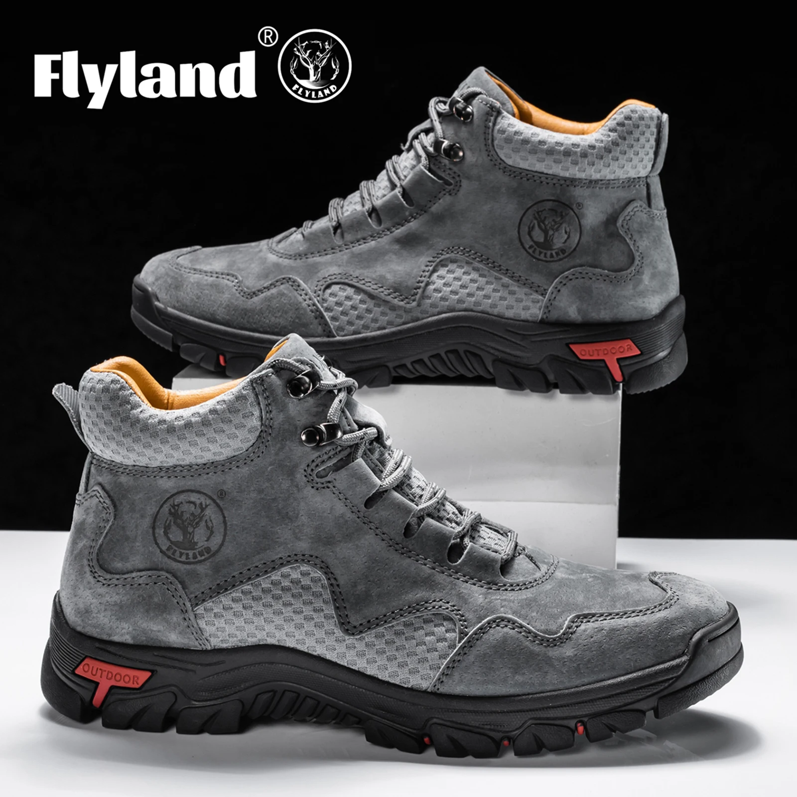 FLYLAND Men's Classic Retro Soft Skin Friendly Genuine Leather Business Ankle Boots Handmade Casual Boots