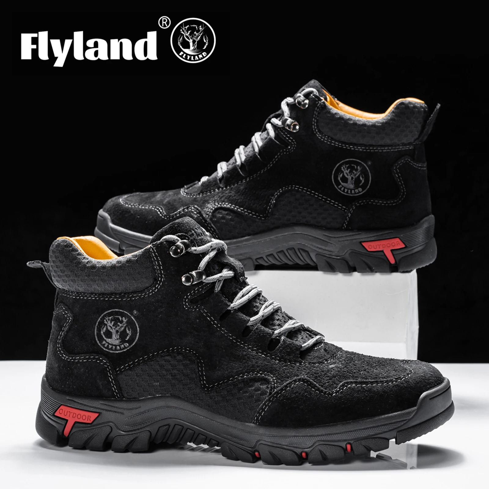 FLYLAND Men's Classic Retro Soft Skin Friendly Genuine Leather Business Ankle Boots Handmade Casual Boots