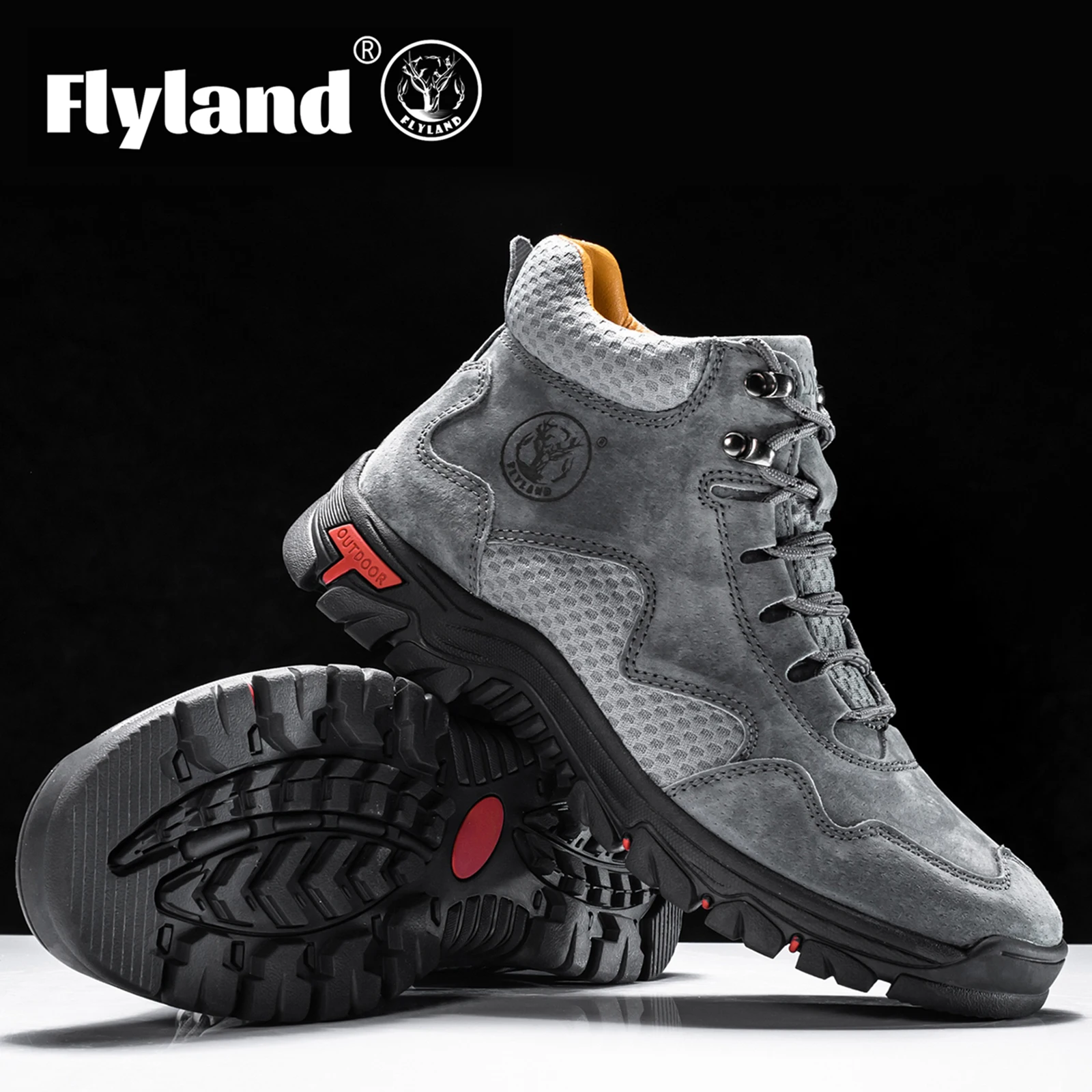 FLYLAND Men's Classic Retro Soft Skin Friendly Genuine Leather Business Ankle Boots Handmade Casual Boots