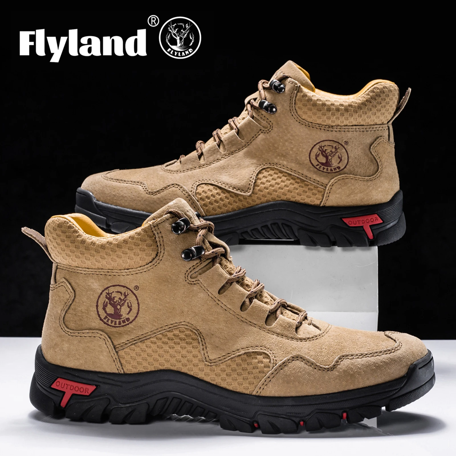 FLYLAND Men's Classic Retro Soft Skin Friendly Genuine Leather Business Ankle Boots Handmade Casual Boots