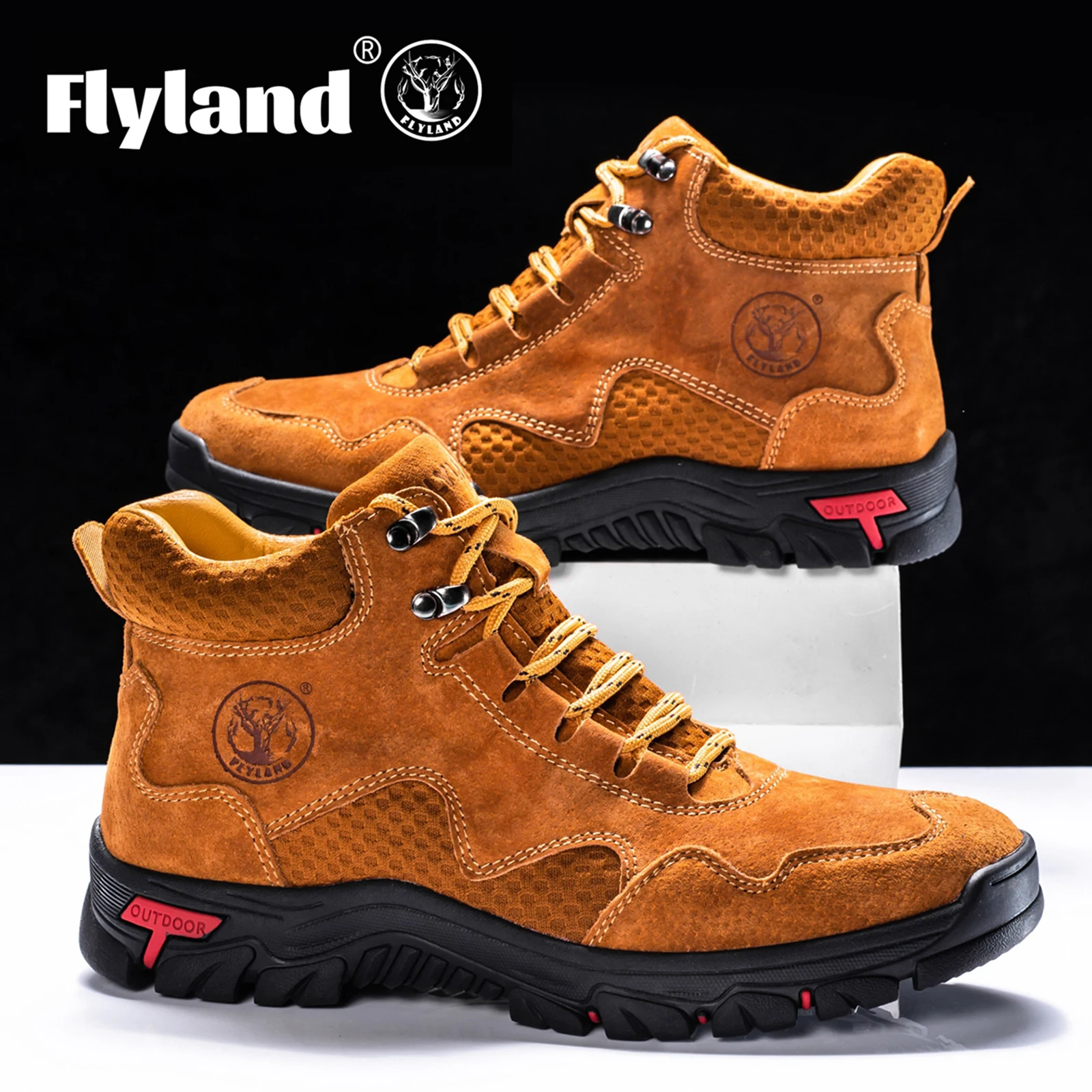 FLYLAND Men's Classic Retro Soft Skin Friendly Genuine Leather Business Ankle Boots Handmade Casual Boots