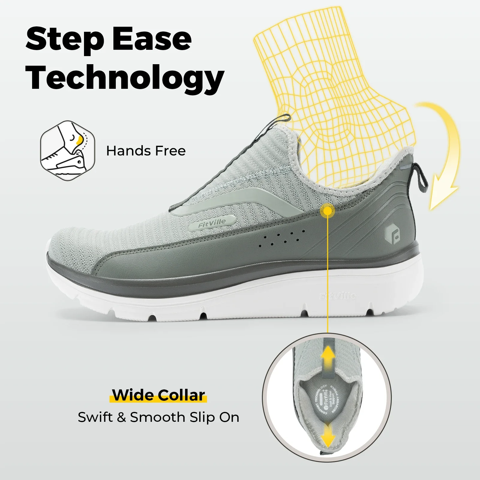 Fitville Wide Men'S Sport Shoes Fitness Walking Shoes Lightweight Breathable For Outdoor Casual Sports Running Shoes Sneaker