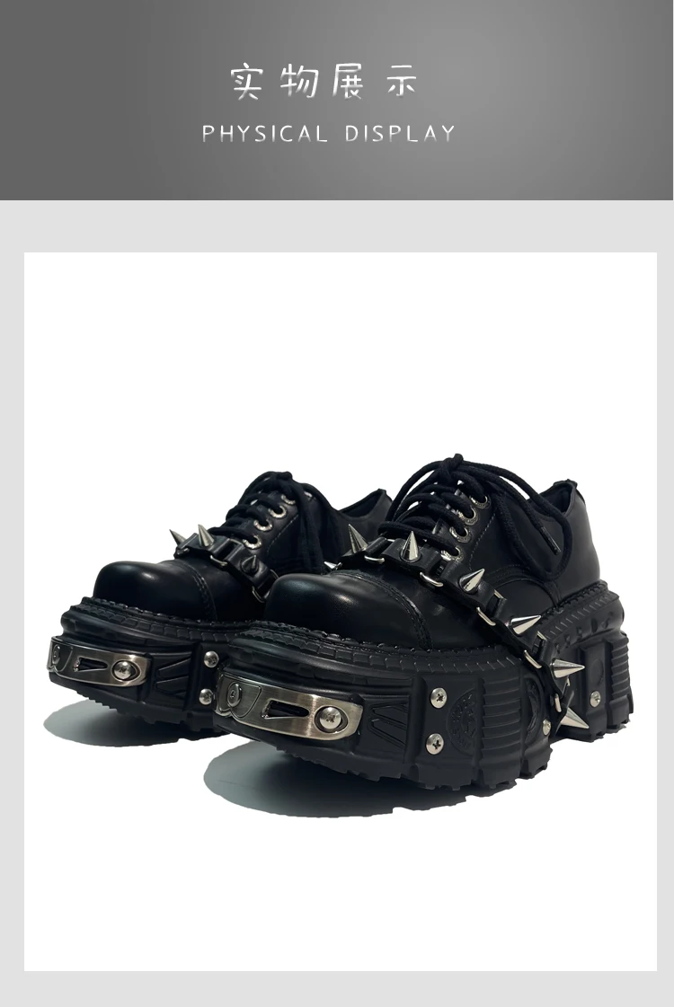 2025 Women Original Goth Heavy Metal Subculture Muffin Thick Bottom Small Punk Style Y2k Babes Single Platform Sneakers Shoes