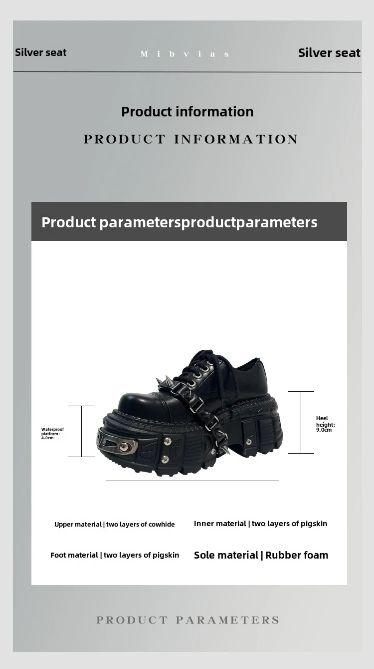 2025 Women Original Goth Heavy Metal Subculture Muffin Thick Bottom Small Punk Style Y2k Babes Single Platform Sneakers Shoes