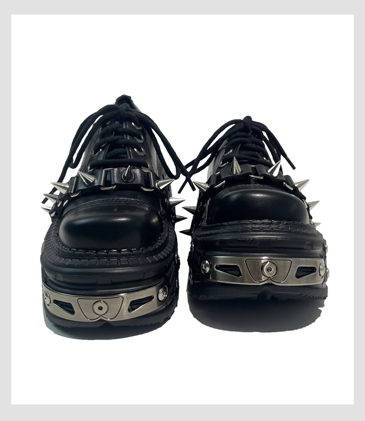 2025 Women Original Goth Heavy Metal Subculture Muffin Thick Bottom Small Punk Style Y2k Babes Single Platform Sneakers Shoes