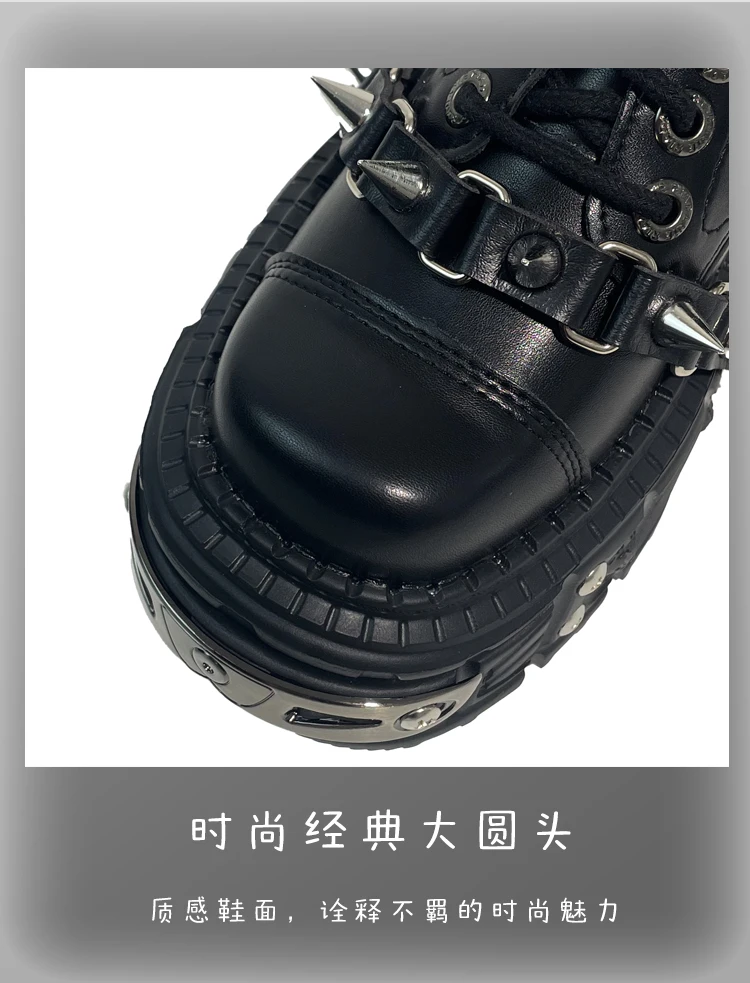 2025 Women Original Goth Heavy Metal Subculture Muffin Thick Bottom Small Punk Style Y2k Babes Single Platform Sneakers Shoes