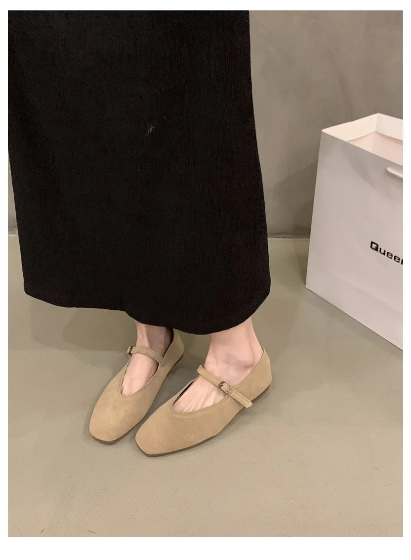 2024 Autumn Fashion Flat Ballet Shoes Women Shallow Ballet Leather Round Toe Female Ballerina Soft Moccasin Mary Janes Big Size
