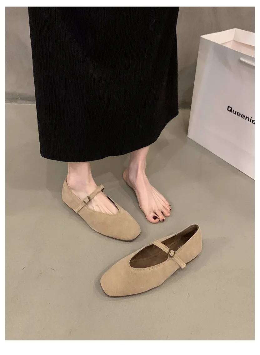 2024 Autumn Fashion Flat Ballet Shoes Women Shallow Ballet Leather Round Toe Female Ballerina Soft Moccasin Mary Janes Big Size