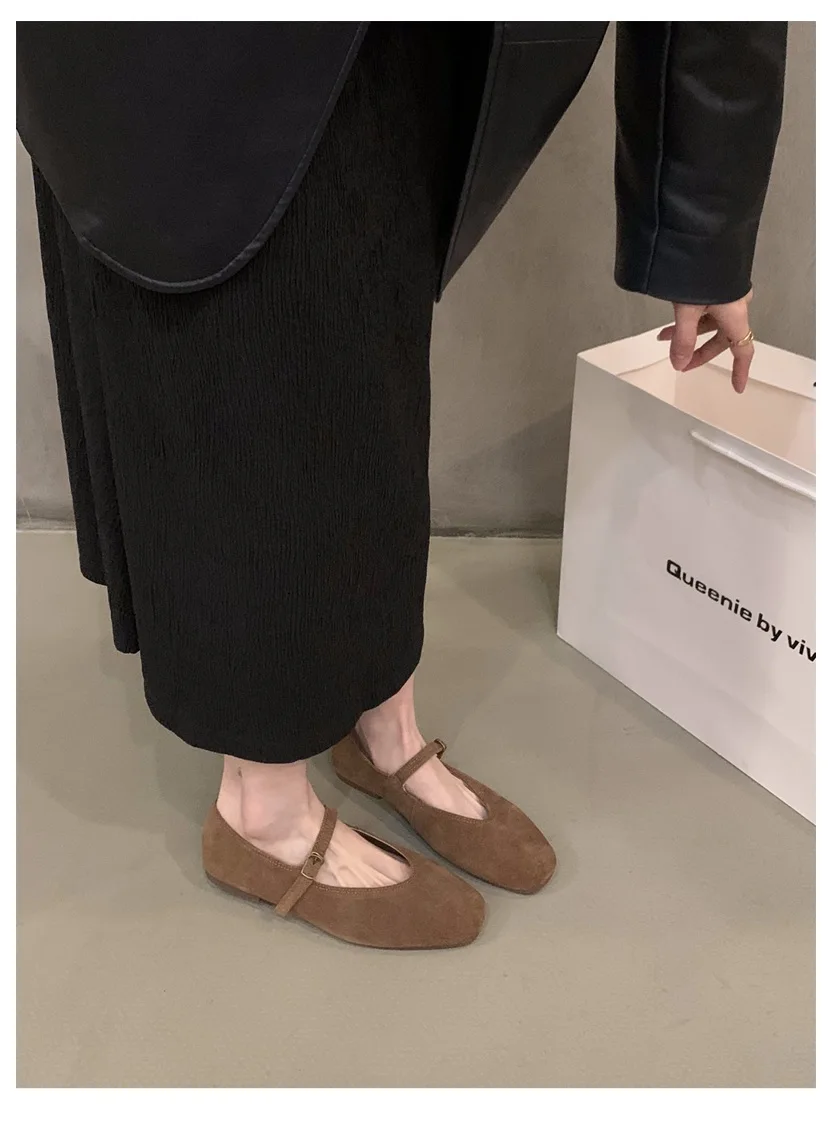 2024 Autumn Fashion Flat Ballet Shoes Women Shallow Ballet Leather Round Toe Female Ballerina Soft Moccasin Mary Janes Big Size