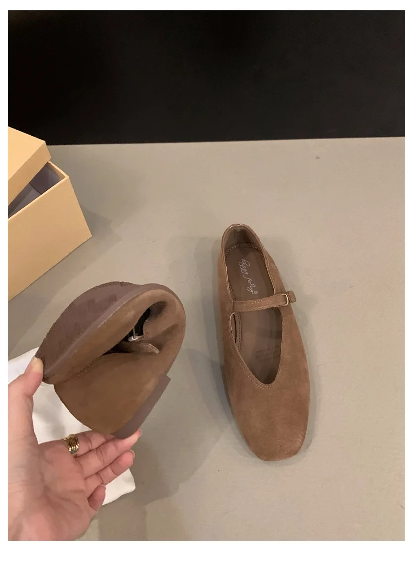 2024 Autumn Fashion Flat Ballet Shoes Women Shallow Ballet Leather Round Toe Female Ballerina Soft Moccasin Mary Janes Big Size