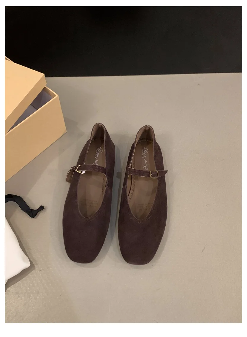 2024 Autumn Fashion Flat Ballet Shoes Women Shallow Ballet Leather Round Toe Female Ballerina Soft Moccasin Mary Janes Big Size
