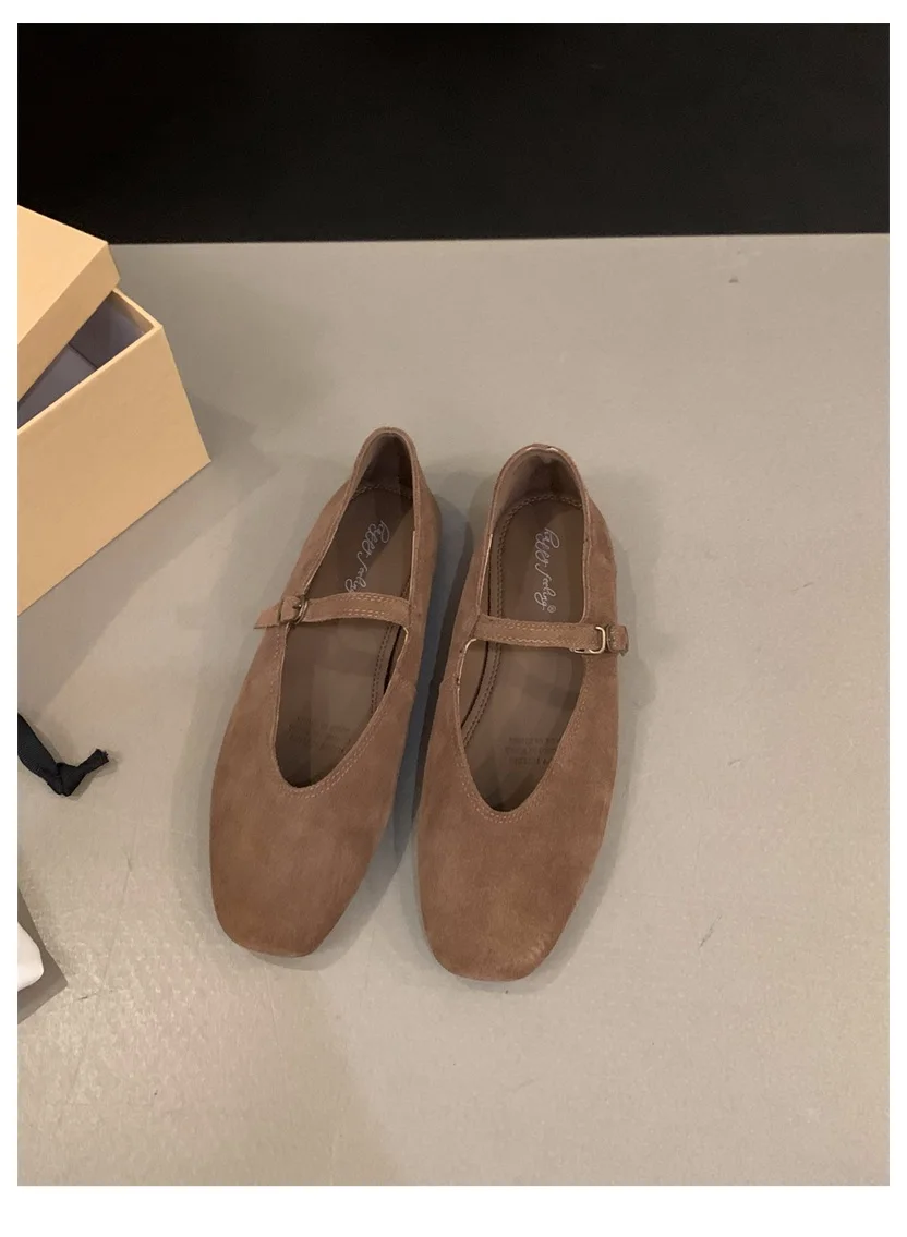 2024 Autumn Fashion Flat Ballet Shoes Women Shallow Ballet Leather Round Toe Female Ballerina Soft Moccasin Mary Janes Big Size
