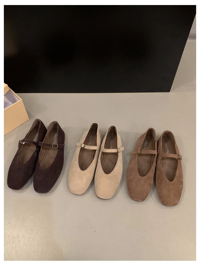 2024 Autumn Fashion Flat Ballet Shoes Women Shallow Ballet Leather Round Toe Female Ballerina Soft Moccasin Mary Janes Big Size