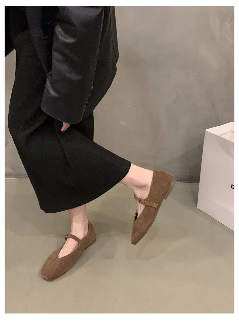 2024 Autumn Fashion Flat Ballet Shoes Women Shallow Ballet Leather Round Toe Female Ballerina Soft Moccasin Mary Janes Big Size