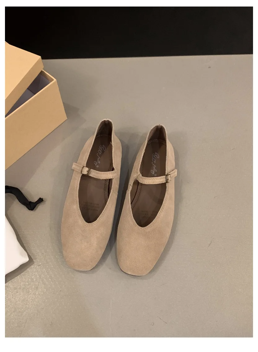 2024 Autumn Fashion Flat Ballet Shoes Women Shallow Ballet Leather Round Toe Female Ballerina Soft Moccasin Mary Janes Big Size